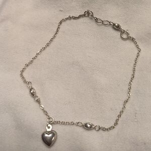 Sterling silver bracelet, heart charm